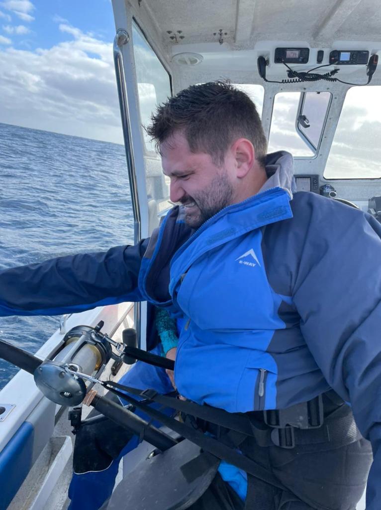 fighting a big tuna offshore